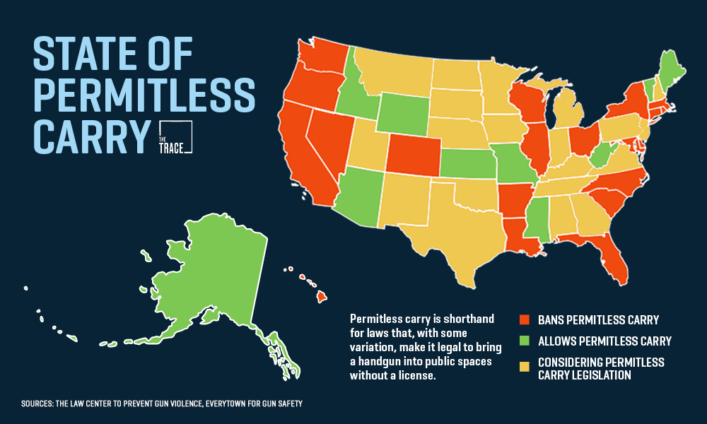 constitutional carry states map Meet The Gun Rights Absolutists Bringing Constitutional Carry To